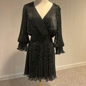 EUC Parker flattering and comfortable black and silver cocktail dress